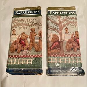 New! 2 Pack Wallpaper Expressions Cozy Bear Tree Fence Birdhouse Kids Children